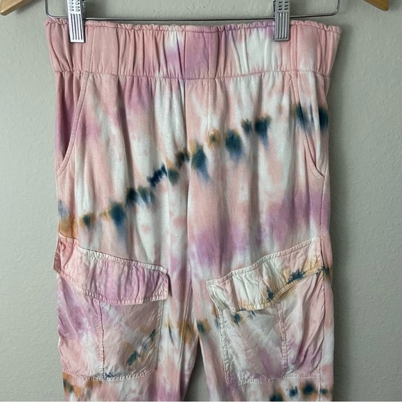 Young Fabulous & Broke Pink Tie Dye Cargo Jogger Sweatpants Sz S - Picture 2 of 11